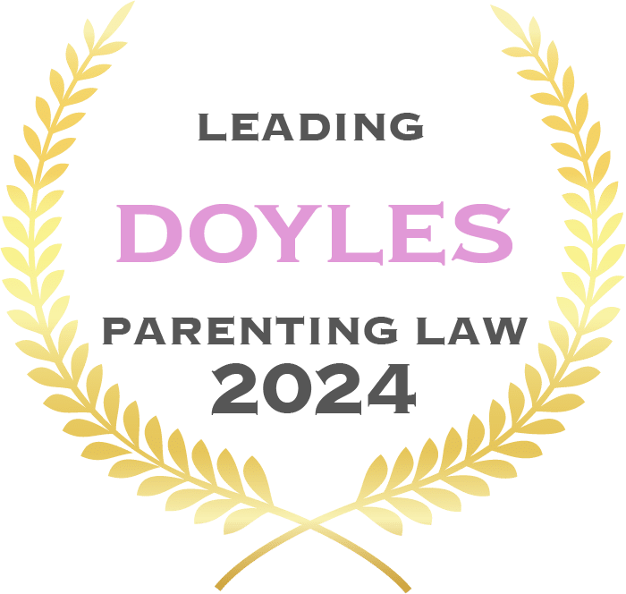 Award logo that reads: Leading, followed by the word Doyles and Parenting Law 2024. Recipients from our team include Fiona Caulley,